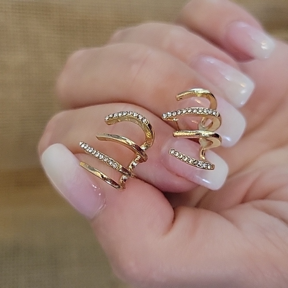 SPARKLE HUGGIE CLAW EARRINGS, Choice of Color - Picture 3 of 5